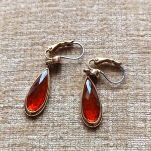 Vintage Gold Tone Tear Drop Dangle Earrings